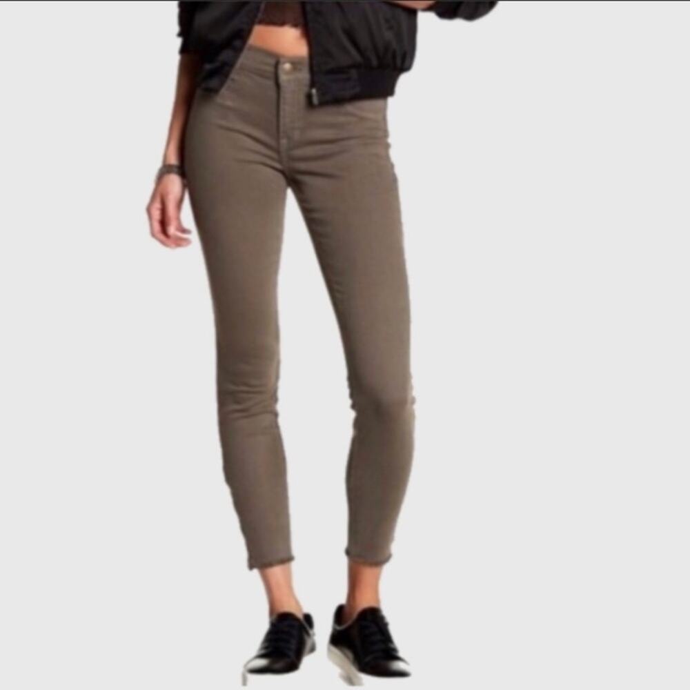 Pistola Green Skinny Ankle Zip Raw Hem